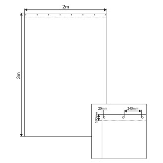 2 x 3m Black Serge Drape