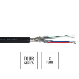 TOUR Screened 2 Pair DMX Cable DMX2PRB, 100m Drum Black