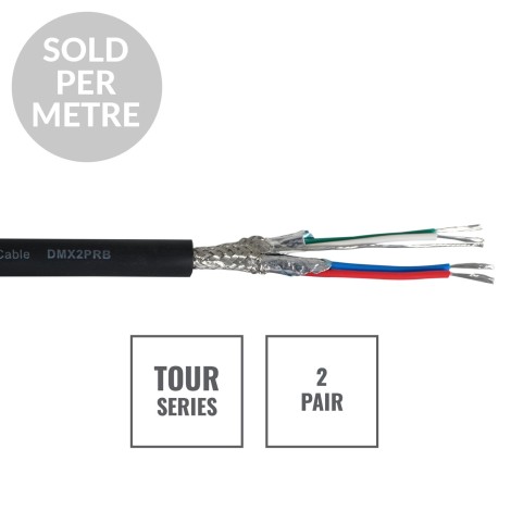 TOUR Screened 2 Pair DMX Cable DMX2PRB, Cut Length Black
