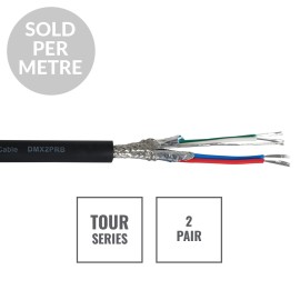 TOUR Screened 2 Pair DMX Cable DMX2PRB, Cut Length Black