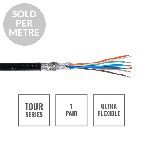 TOUR Screened 1 Pair DMX Cable DMX1PRB-TPU, Cut Length