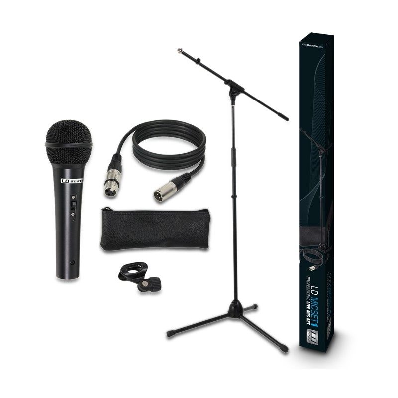 LD Systems MIC SET 1 - Microphone Set with Microphone, Stand, Cable and Clamp