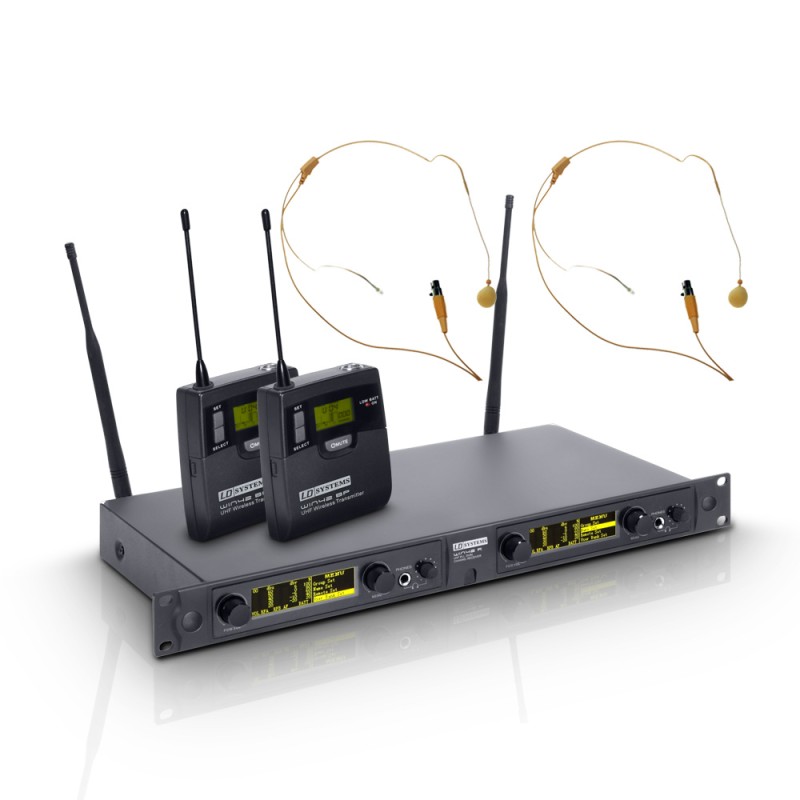 LD Systems WIN 42 BPHH 2 - Wireless Microphone System with 2 x Belt Pack and 2 x Headset skin-coloured