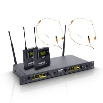 LD Systems WIN 42 BPHH 2 - Wireless Microphone System with 2 x Belt Pack and 2 x Headset skin-coloured