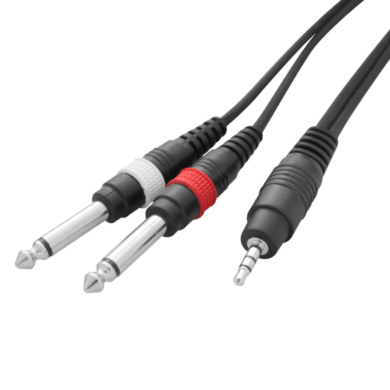 W Audio 1.5m 3.5mm Stereo Jack - 2 x 6.35mm Mono Jack Cable Lead