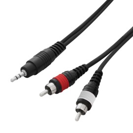 W Audio 3m 3.5mm Stereo Jack - 2 x Phono Cable Lead