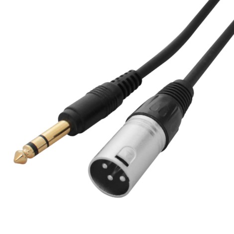 W Audio 0.25m XLR Male - 6.35mm Stereo Jack Cable Lead