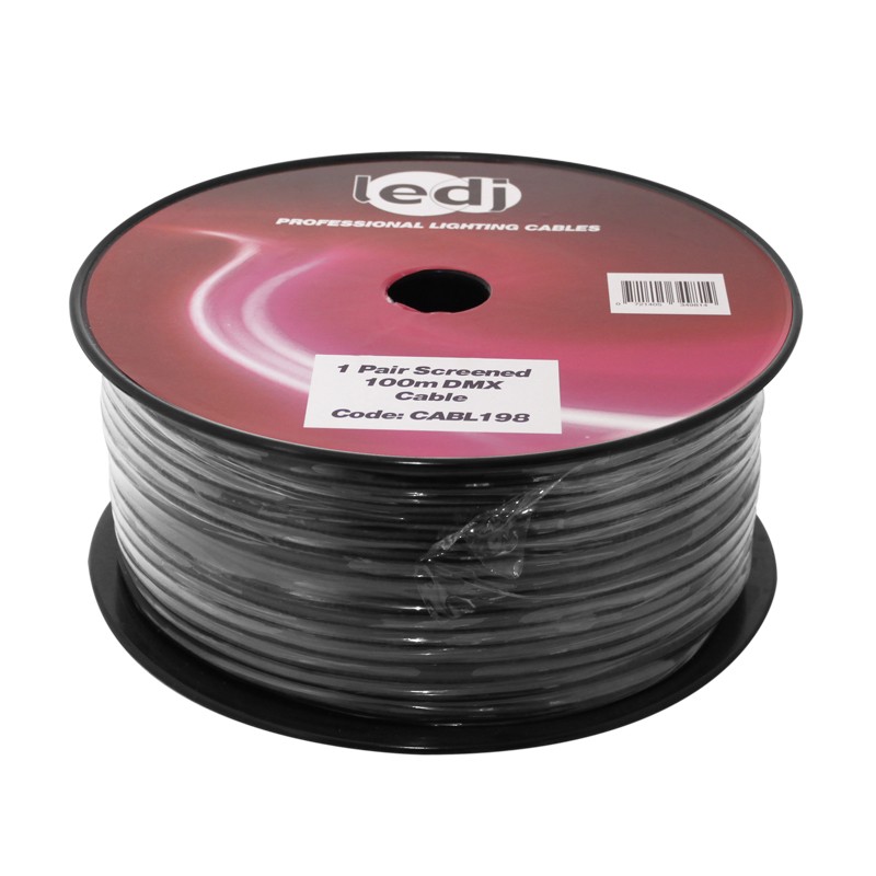 LEDJ 100m 2 Core Screened DMX Cable Drum