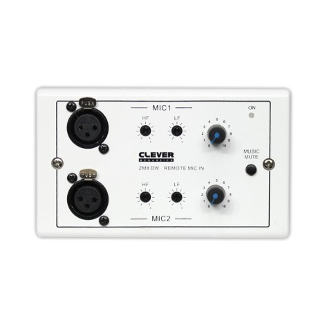 Clever Acoustics ZM8 DW Wall Plate - Two Remote Microphone Inputs