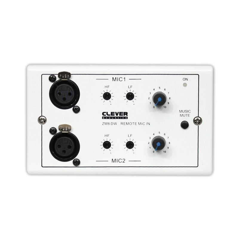 Clever Acoustics ZM8 DW Wall Plate - Two Remote Microphone Inputs