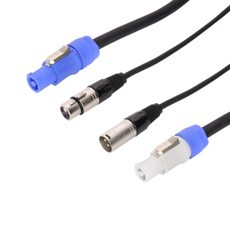 LEDJ 3m Combi 3-Pin DMX/PowerCON Cable Lead