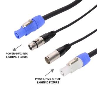 LEDJ 3m Combi 5-Pin DMX/PowerCON Cable Lead