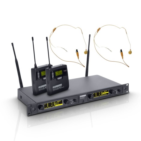 LD Systems WIN 42 BPHH 2 B 5 - Wireless Microphone System with 2 x Belt Pack and 2 x Headset skin-coloured
