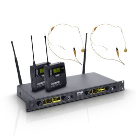 LD Systems WIN 42 BPHH 2 B 5 - Wireless Microphone System with 2 x Belt Pack and 2 x Headset skin-coloured